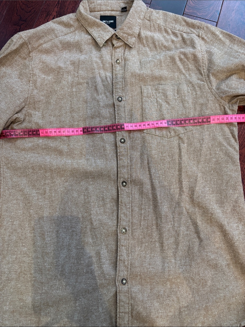 ONLY & SONS Men's Light Brown Button-Down Casual Shirt